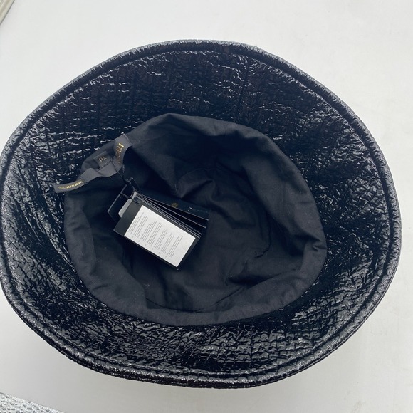Maje Bucket Hat Black‎ Vinyl Textured Pattern New With Tags Size TU OSFM main image 14